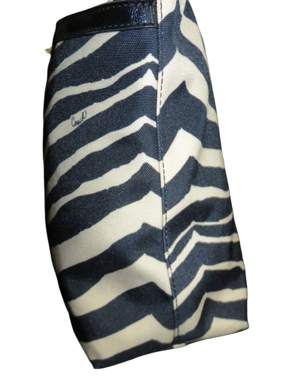 COACH 2013 Devin Zebra Stripe Animal Print Canvas Shoulder Bag Satchel Tote - Picture 3 of 10